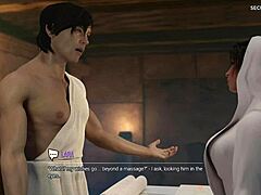 Lara Crofts的感性按摩在这个3D动漫视频中带来了令人满意的高潮