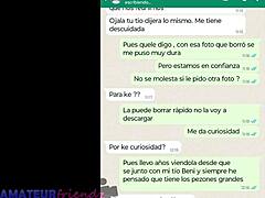 Latina MILF masturbates in Whatsapp webcam with stepsister